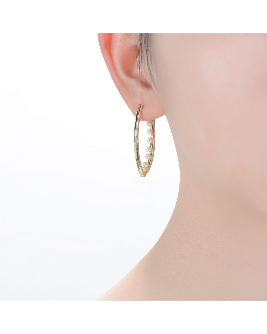 Genevive Jewelry Metallic Rachel Glauber Colored Pearl Hoop Earrings