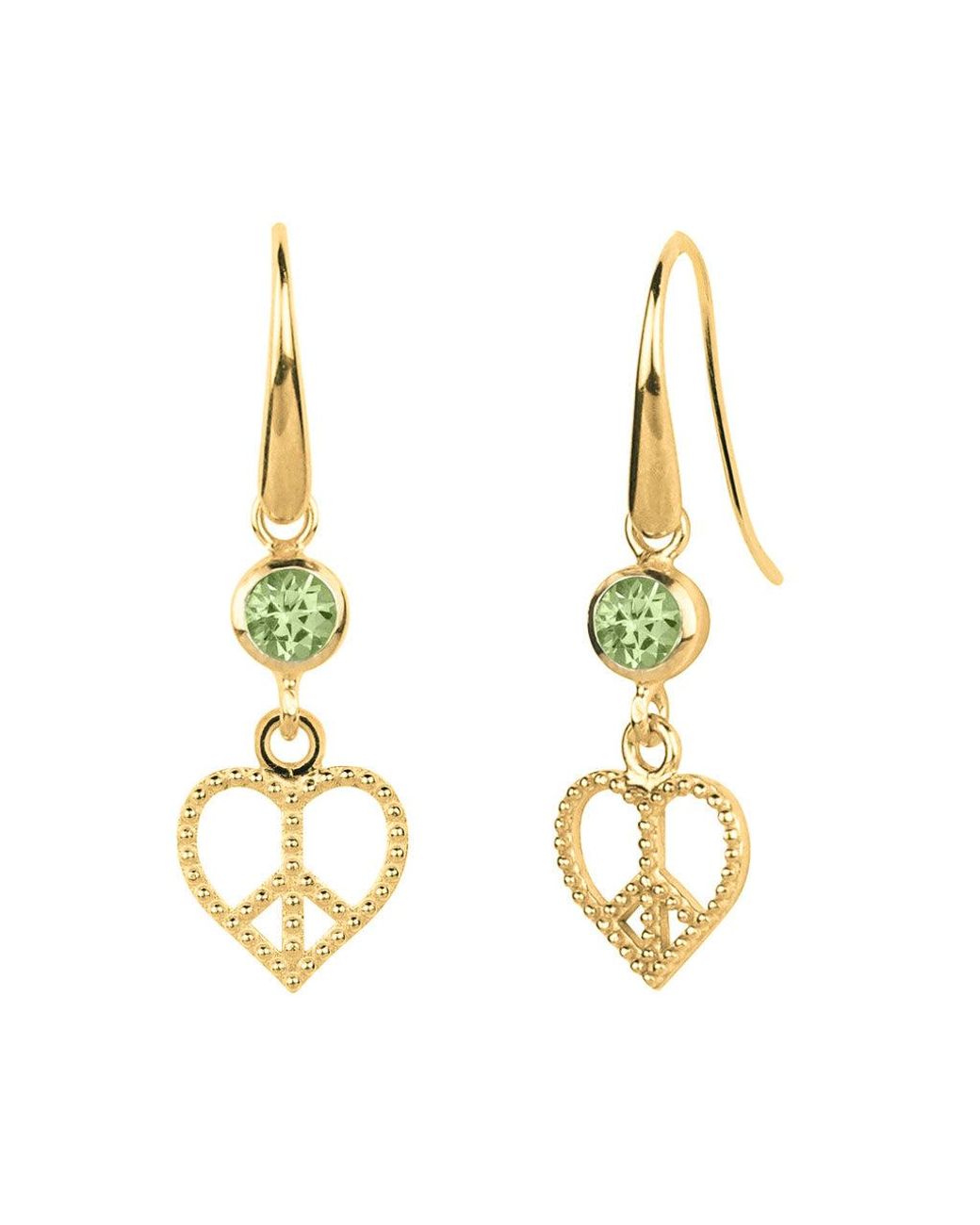 Charlotte's Web Jewellery Metallic Peace Heart Vermeil Drop Earrings