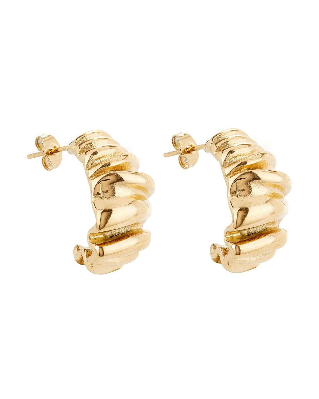 Ballinger Jewellery Metallic Scrunched Chunky Vintage-Inspired Hoops Everyday Earrings