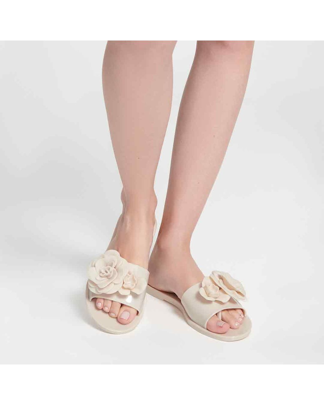 Melissa White Neutrals Babe Petals Flat Slides