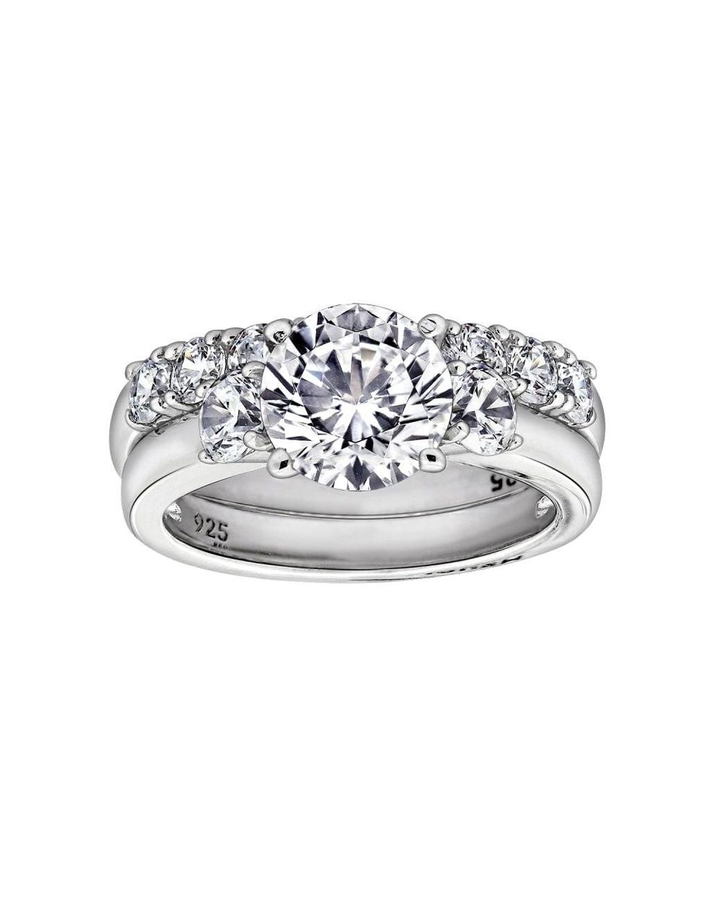 Diamonbliss White 3.3 Carats Round Cut Three Stones Wedding Set
