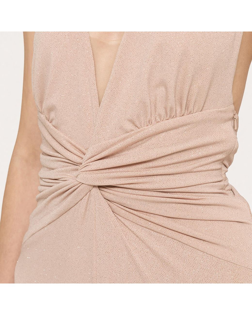 Nissa Natural Backless Glitter Maxi Dress