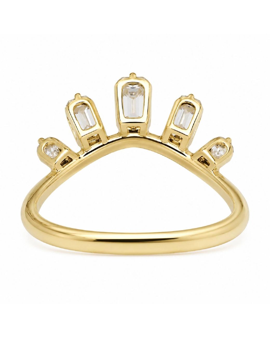 Artisan Metallic 14K Emerald Cut & Round Diamond Crown Ring