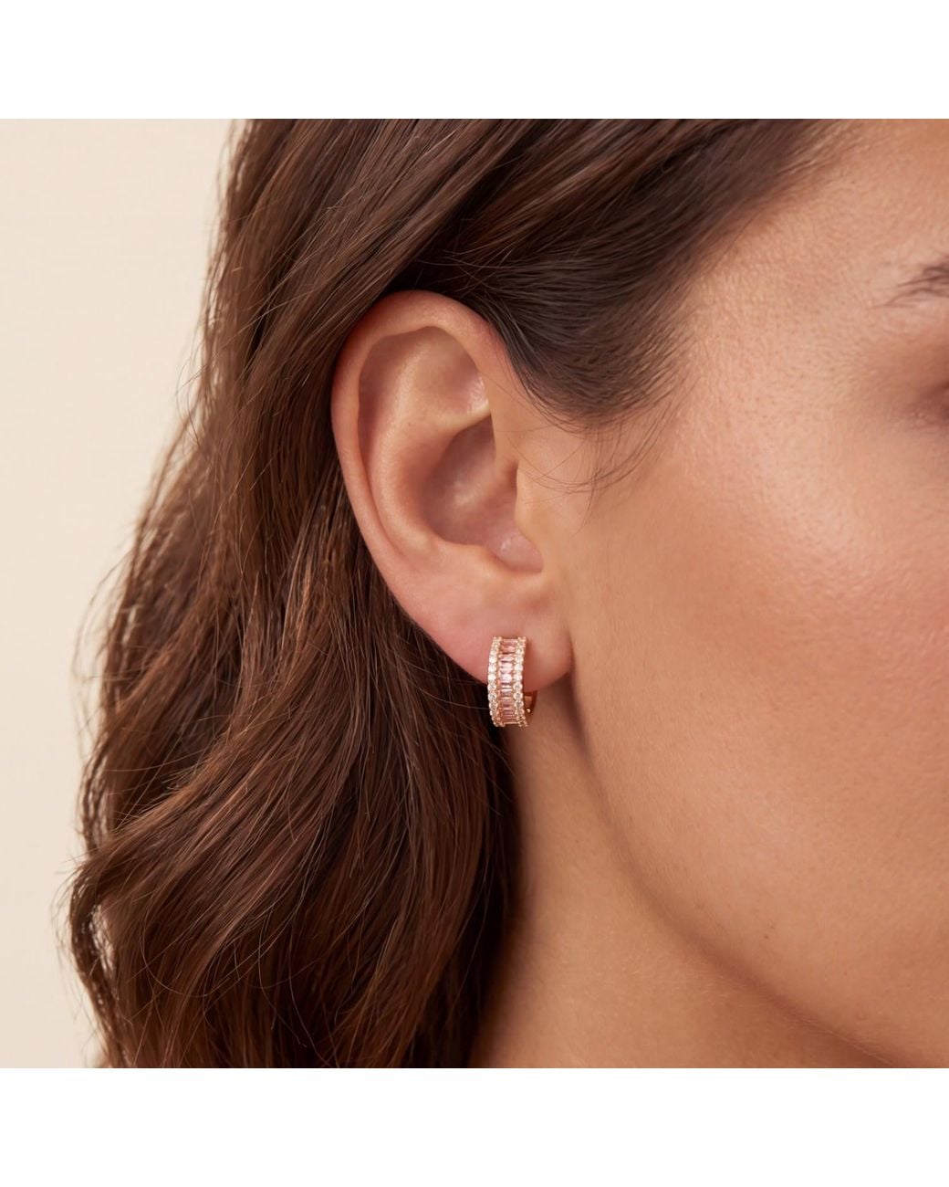 Latelita London Multicolor Baguette Huggie Hoop Earrings Morganite