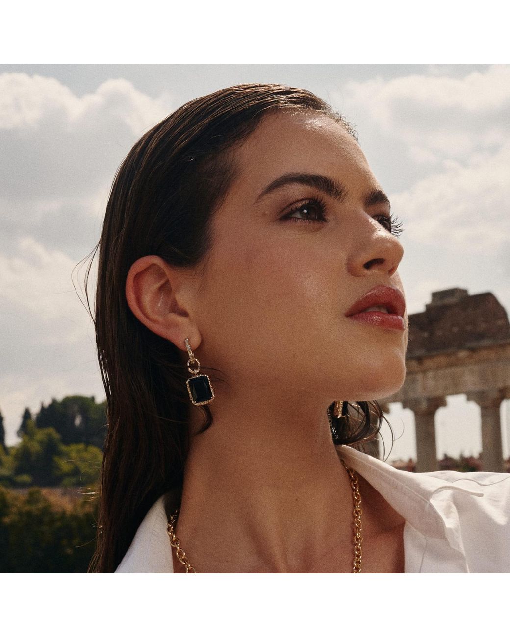 Retro Chic Metallic Agate Lava Earrings