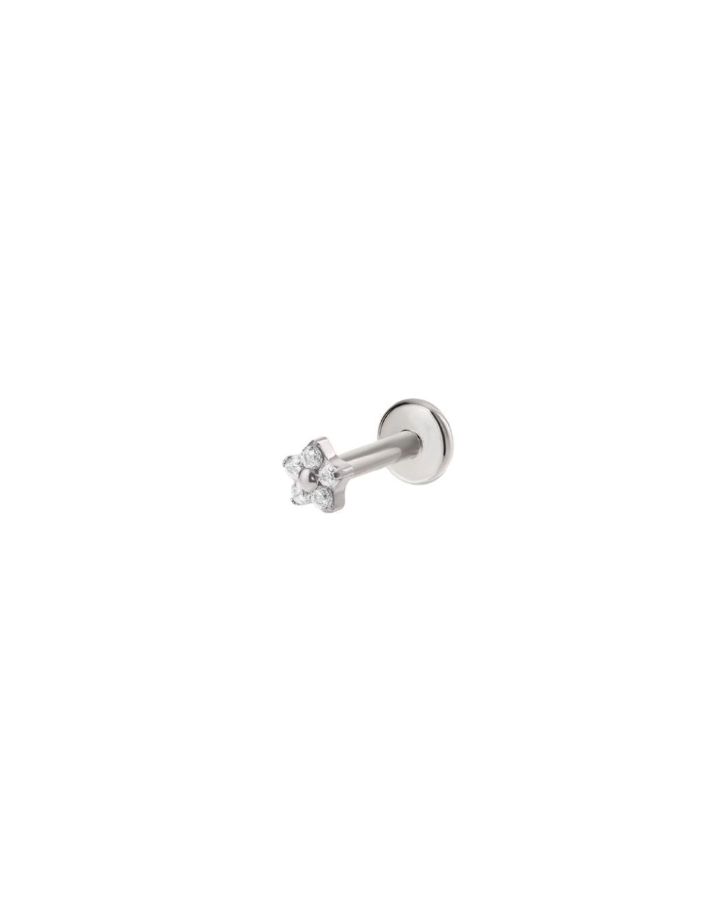 Vanhi White Crystal Flower Threadless Flat Back Titanium Cartilage Stud