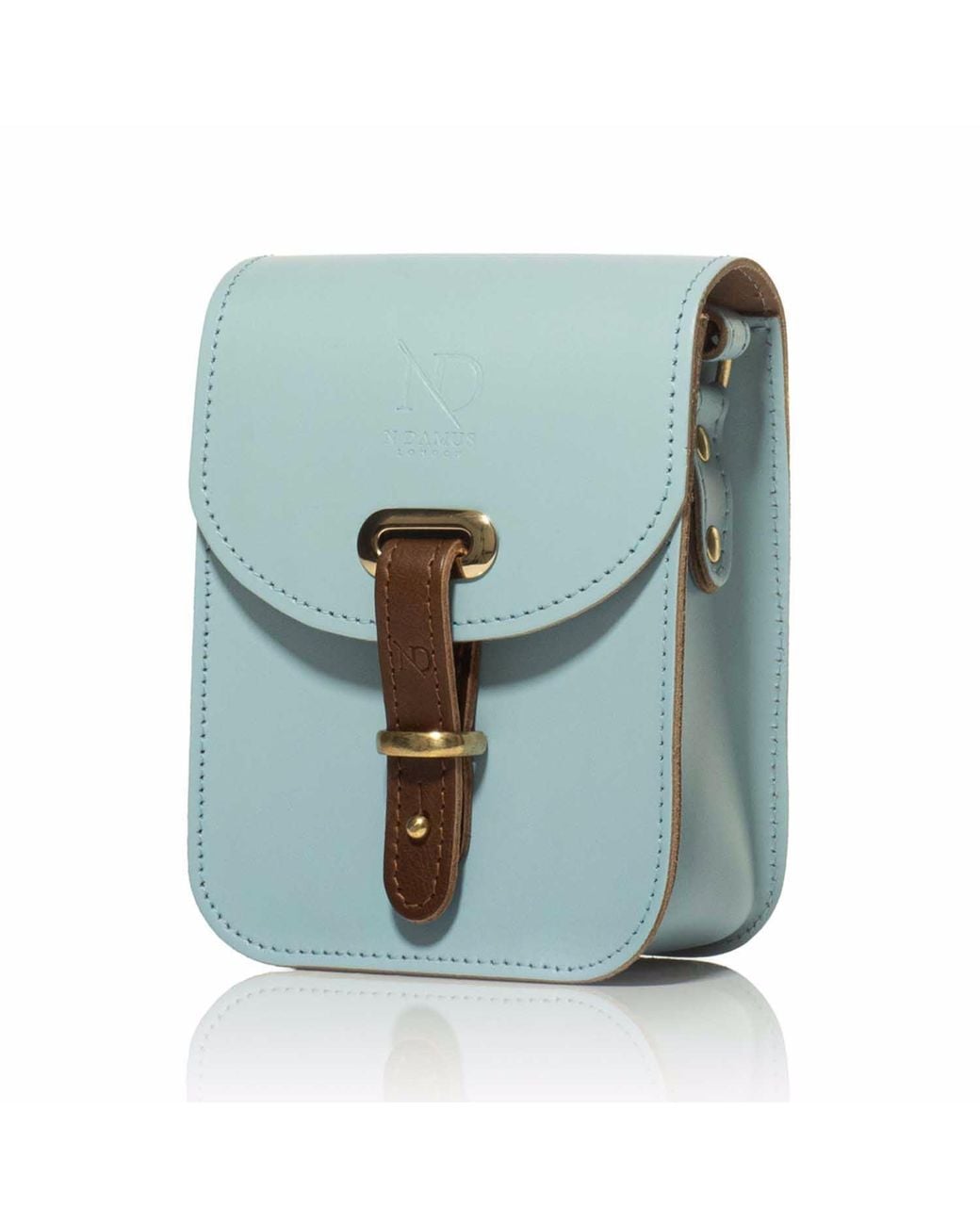 N'damus London Blue Mini Elizabeth Sky Leather Crossbody Satchel Bag