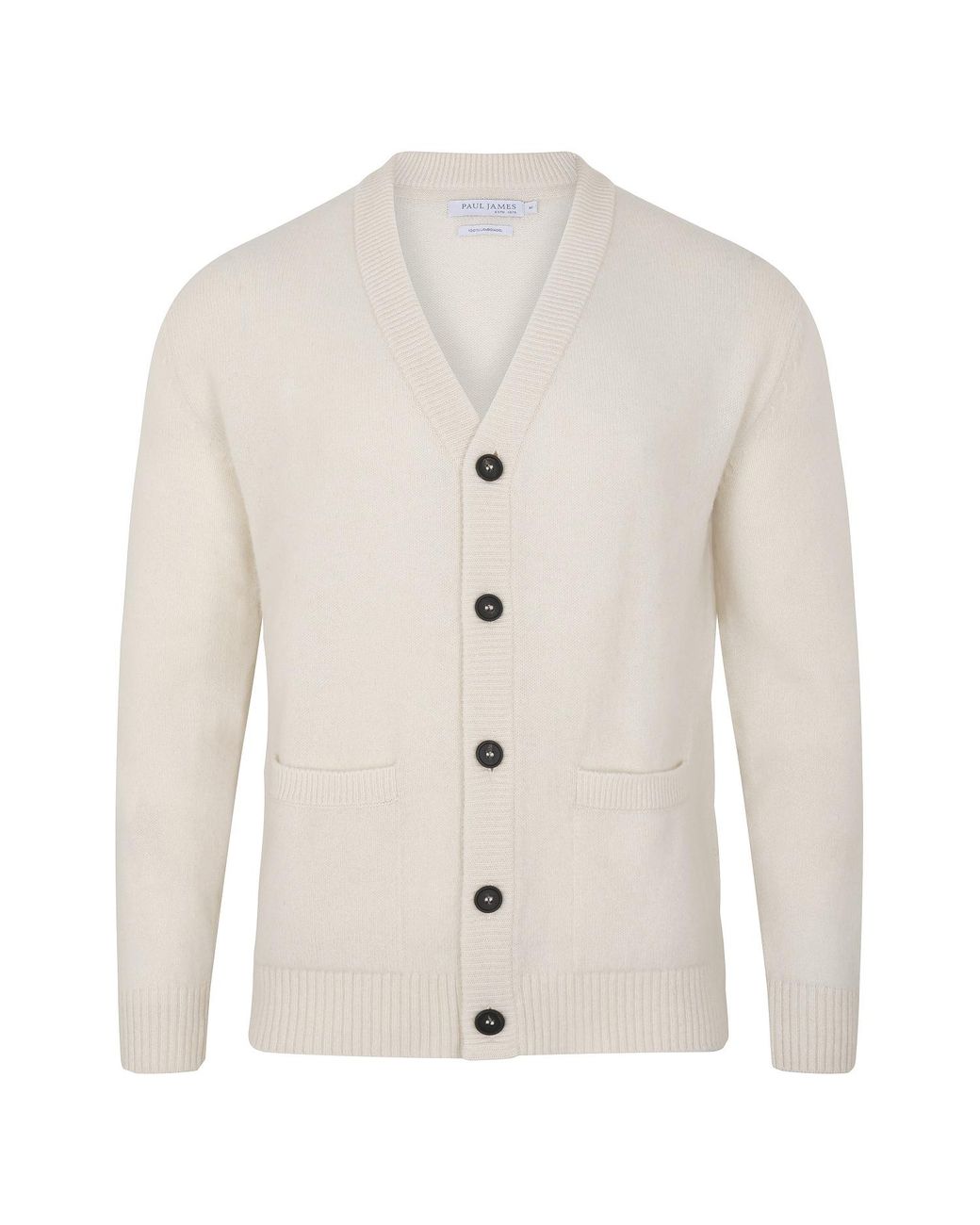 Paul James Knitwear White Lambswool Alfie Cardigan for men