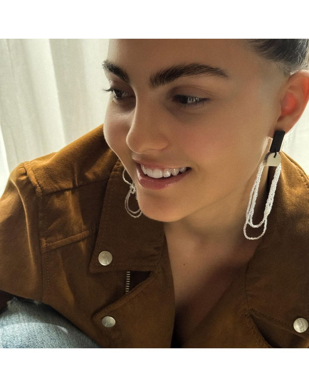 WAIWAI White Mistral Bead Hoops Earrings