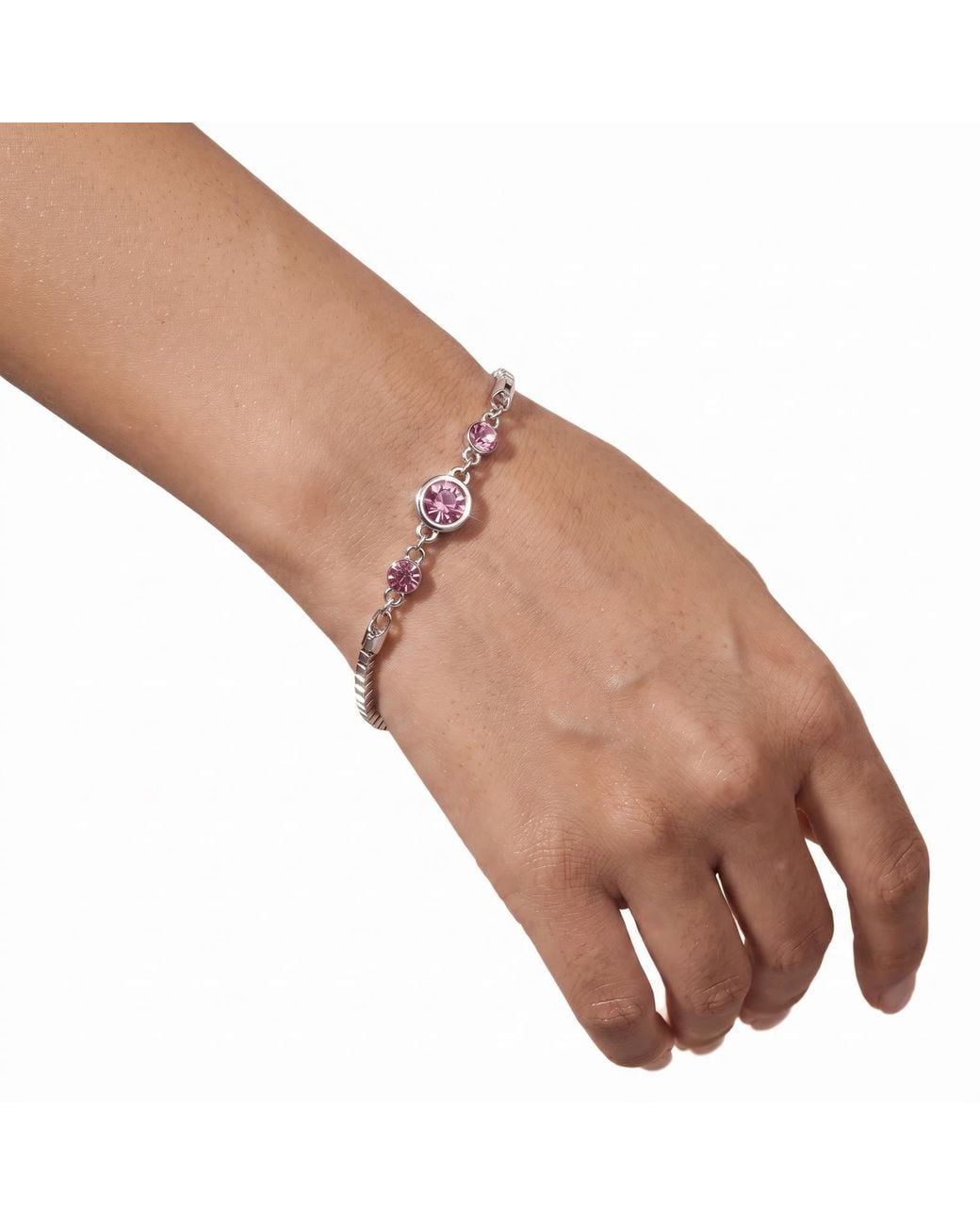 Modenaire Metallic Fuchsia Crystal Glitter Bracelet Bangle