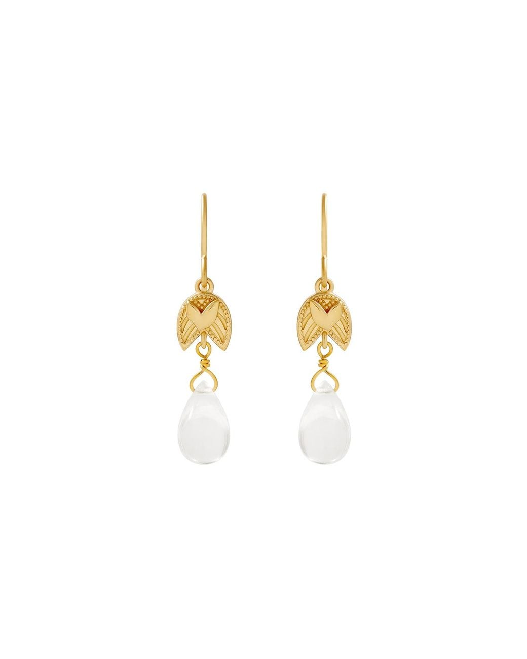 Karma and Luck Metallic Awakened Light Quartz Lotus Earrings