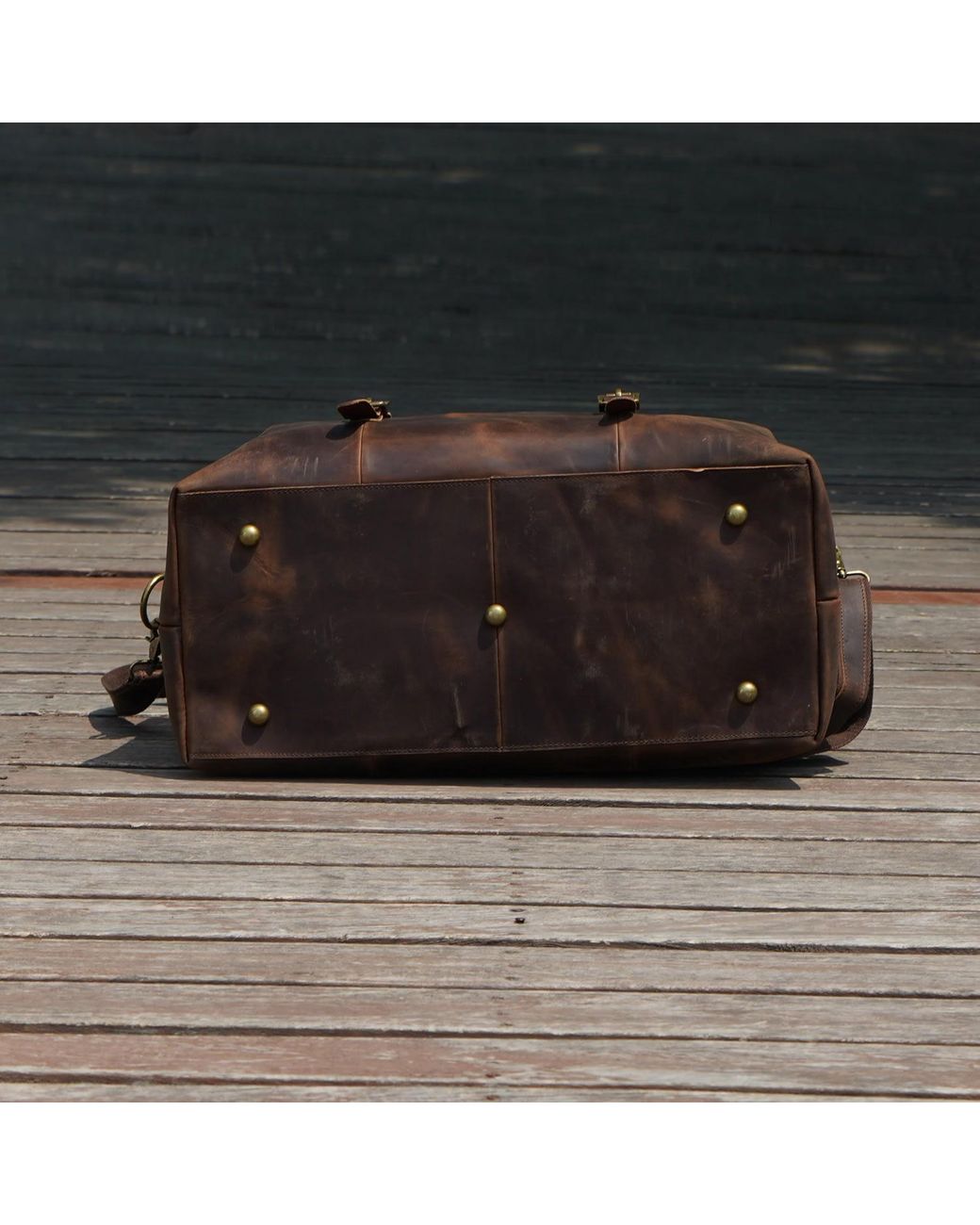 Touri Black Genuine Leather Duffel Holdall -Worn for men