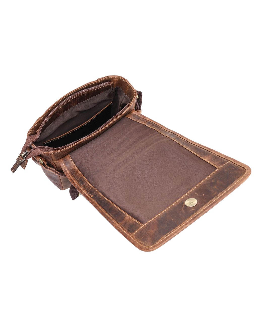 Lloyd Baker Brown Arrah Distressed Leather Crossbody Bag for men
