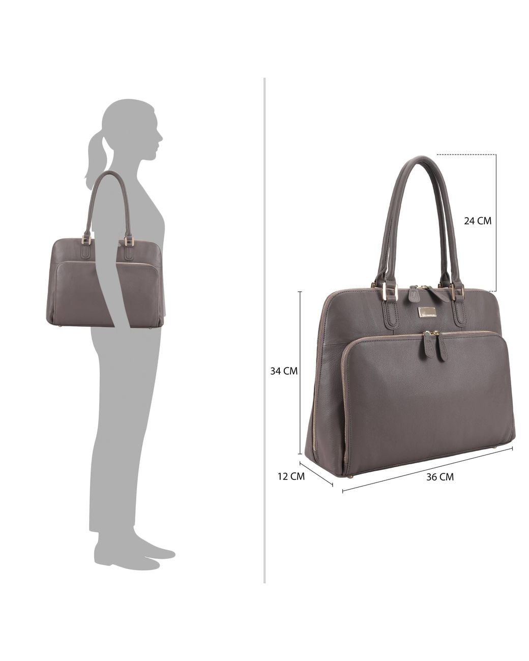 Paul Costelloe Gray Filton Leather Tote Bag