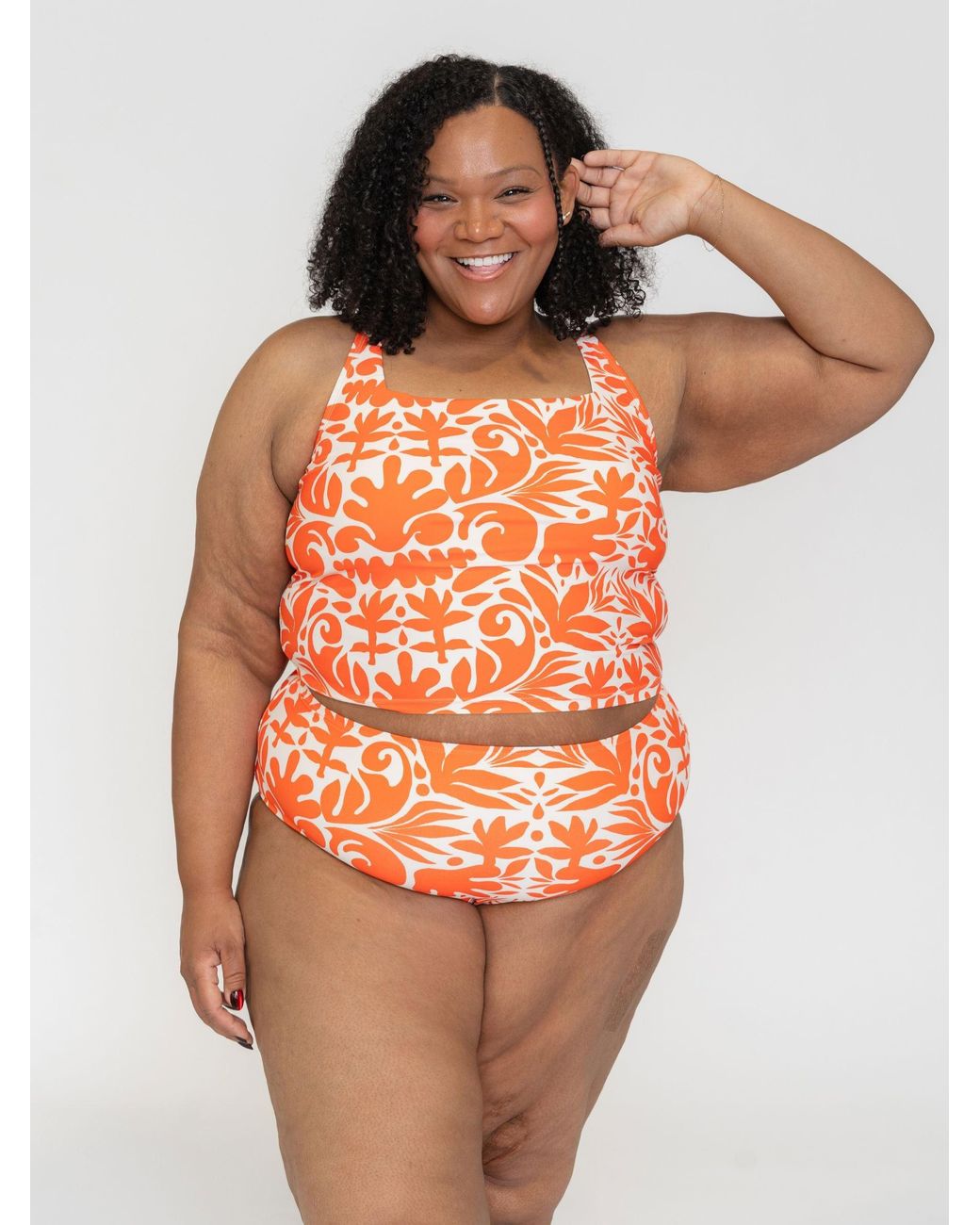 Lime Ricki Swimwear Orange Terracotta High-Waist Bottom