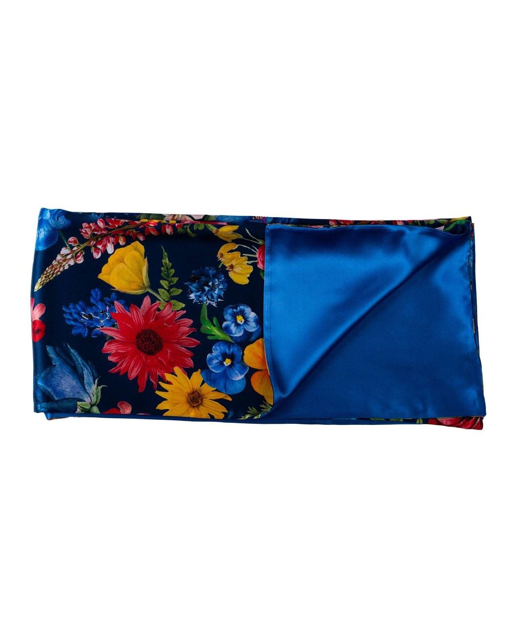 Sofia Tsereteli Blue Floral Satin Silk Scarf