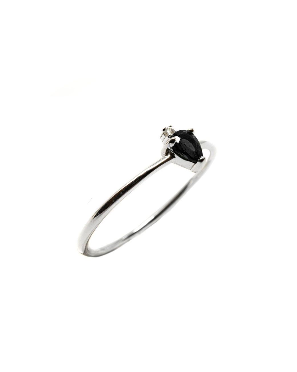 NASI SILVER Black Pear Atarah Ring- Onyx & Topaz