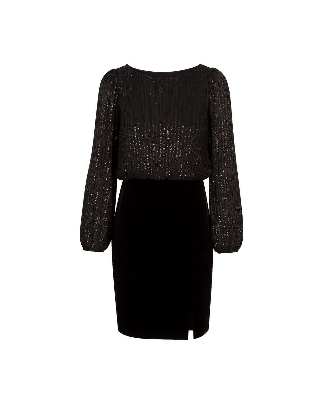 Yumi' Black Sequin And Velvet Mini Dress