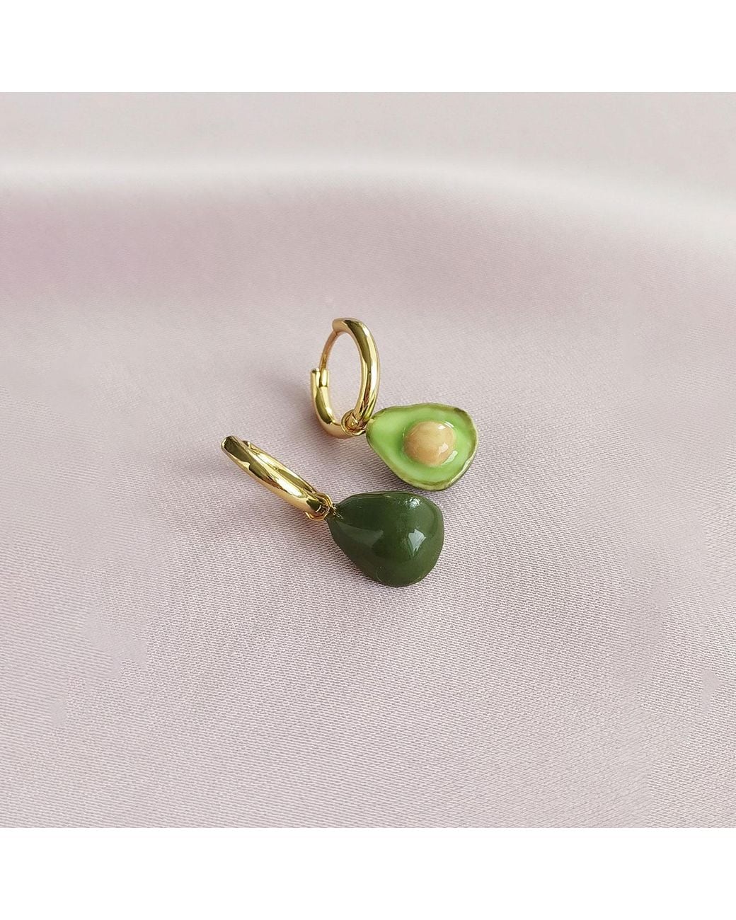 POPORCELAIN Green Mini Porcelain Avocado Clip On Earrings