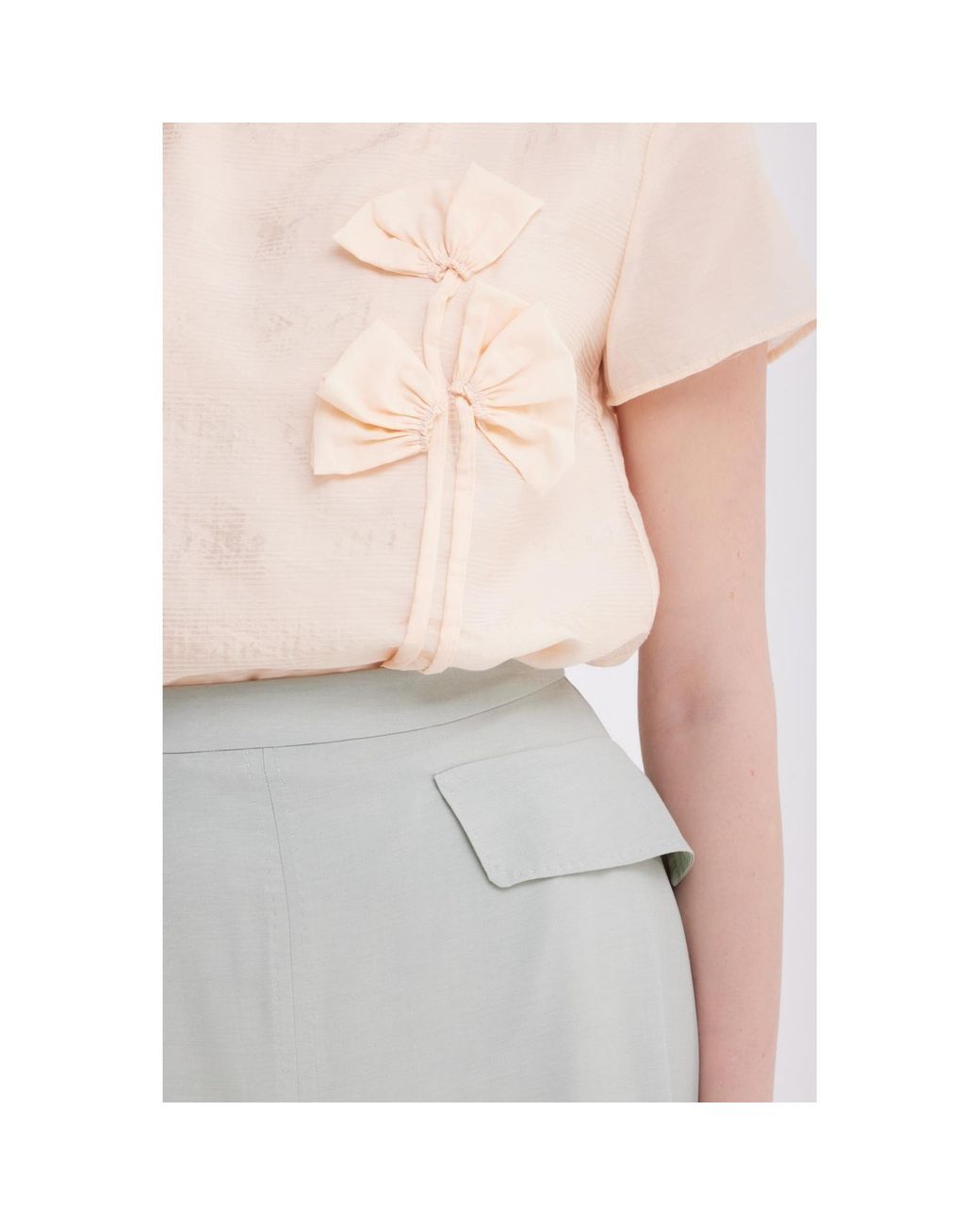 Georgette Green Mint A-Line Midi Skirt