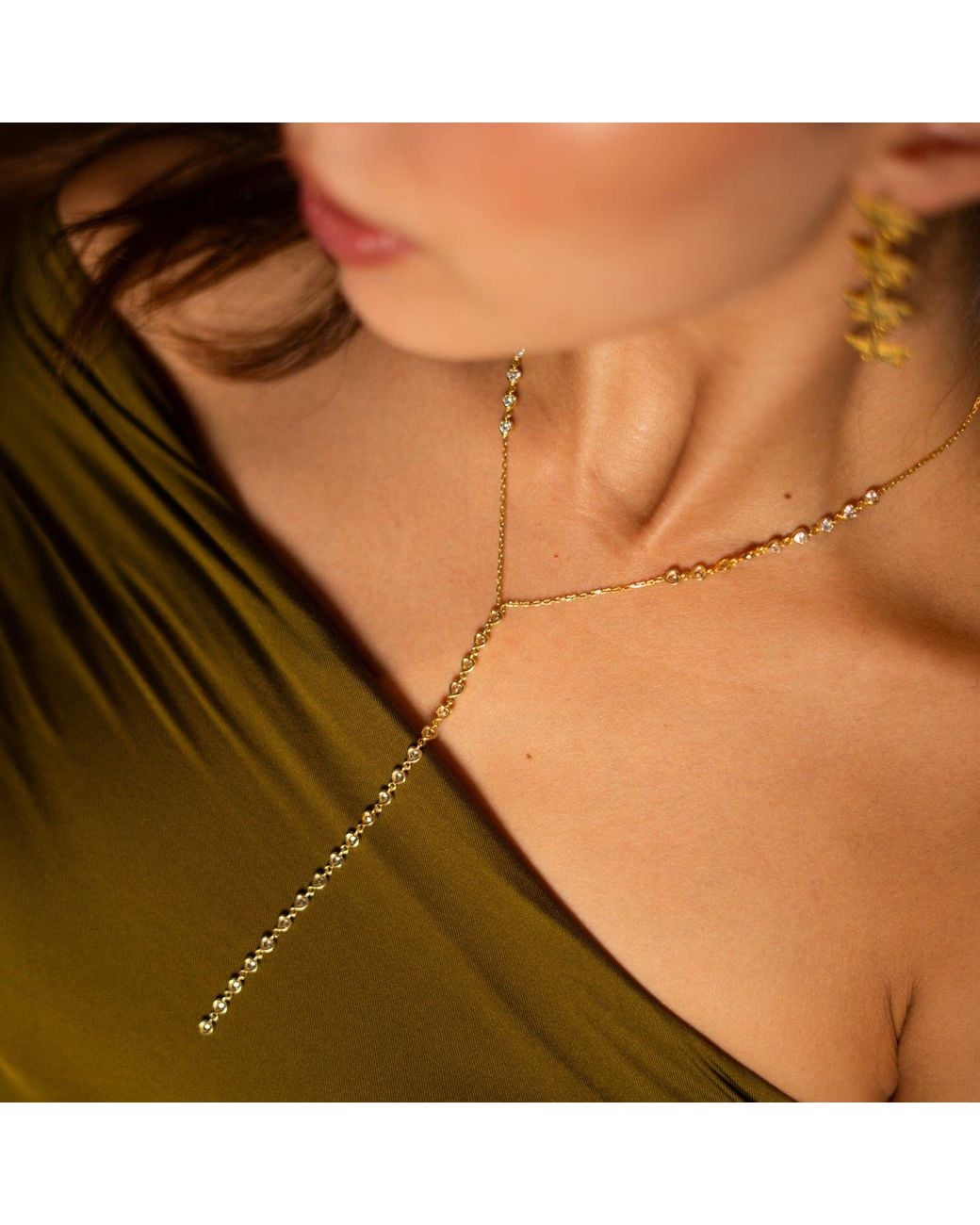 Ebru Jewelry Metallic Starlight Elegance Diamond Y Necklace