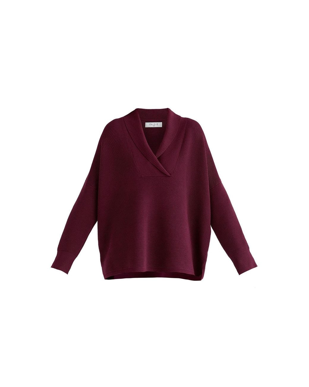 Paisie Purple Shawl Collar Ribbed Jumper