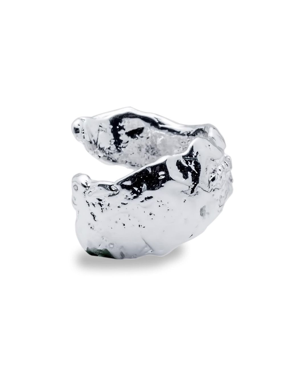 Mercela White Wide Open Statement Ring With Textured Sculptural Form – Nature Inspired Chunky Jewellery Gift For Her