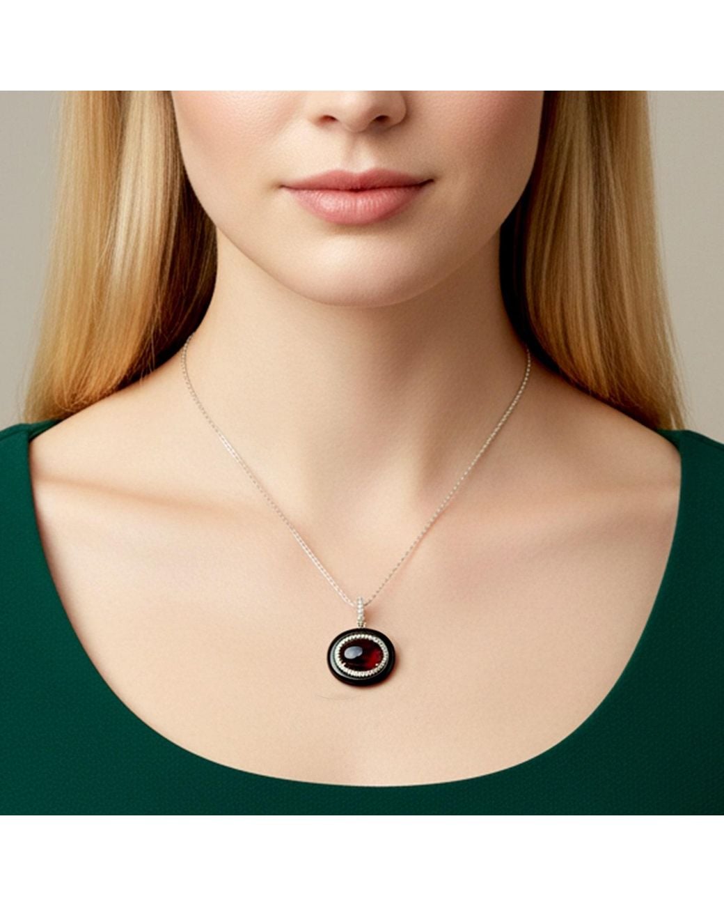 Artisan Black 14K Onyx, Garnet & Diamond Pendant