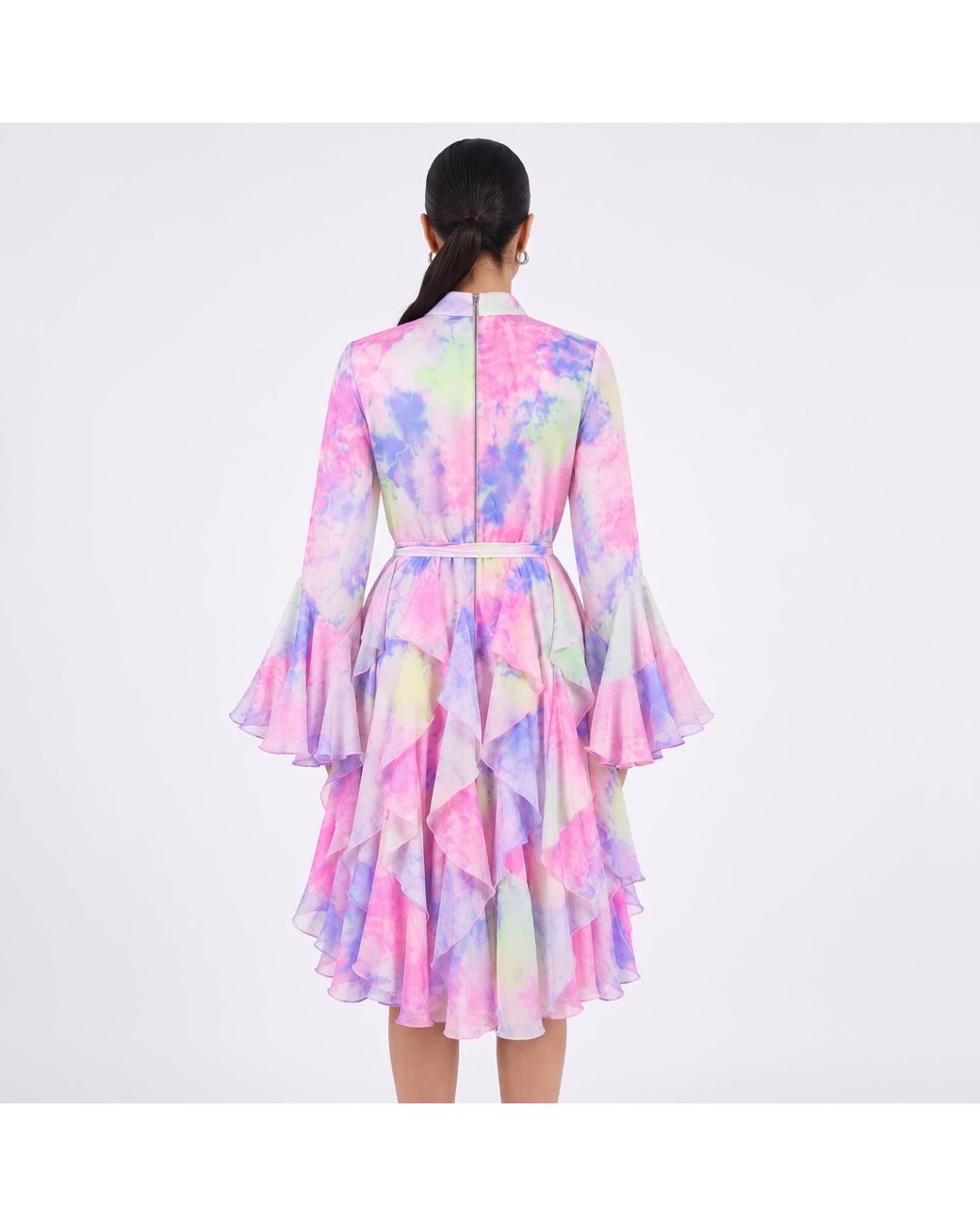 Freak Vault Purple Aurora Ruffle Midi Dress