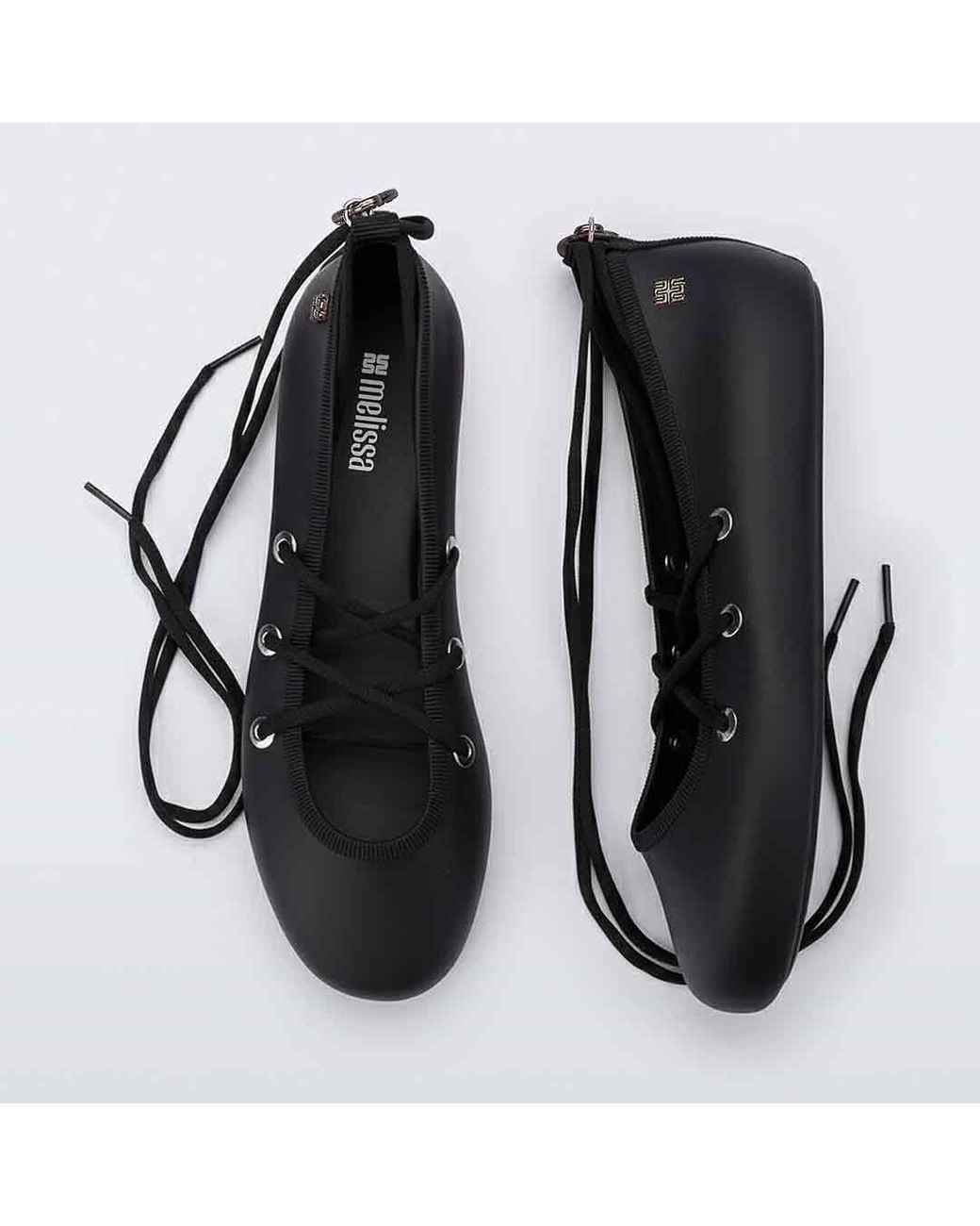 Melissa Black Beta Ankle Strap Ballet Flat