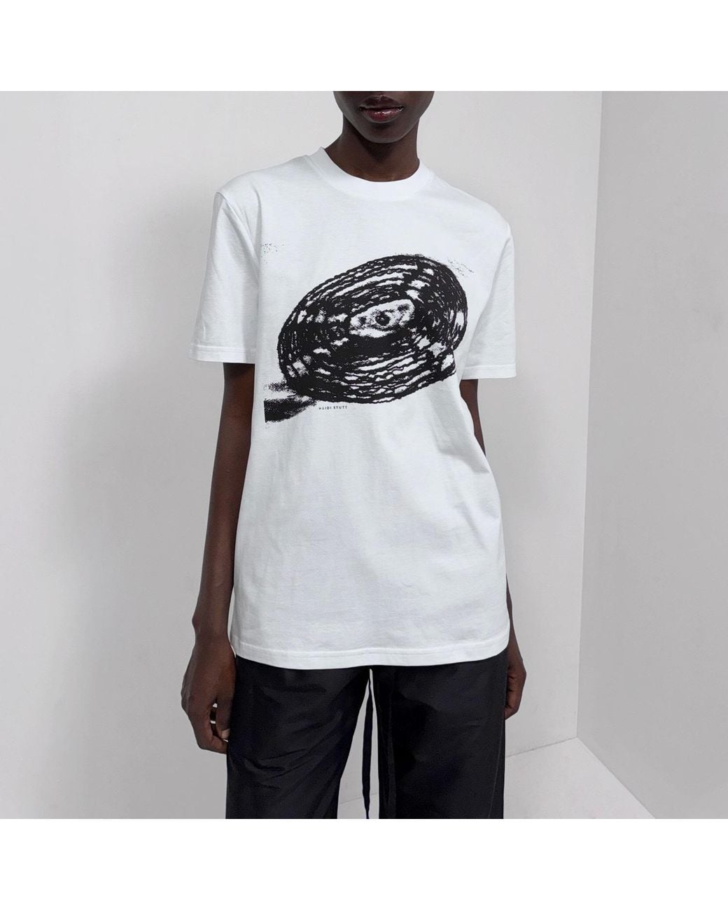 Heidi Stutt Black Vinyl Print Cotton-Jersey T-Shirt