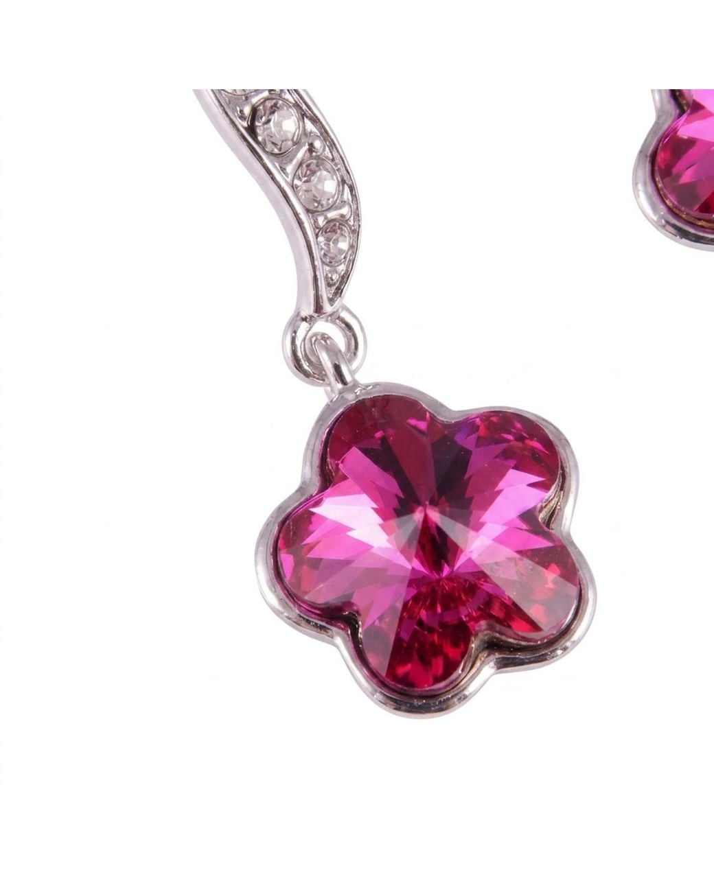 Modenaire Pink Elegant Drop Earrings With Crystal Flower