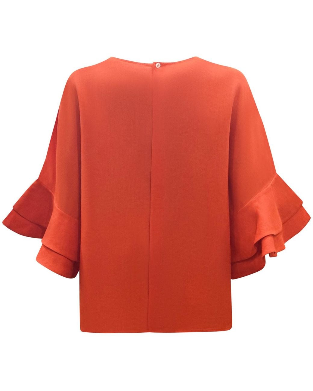Perlavera Red Lolan Solid Linen Flare Sleeve Top