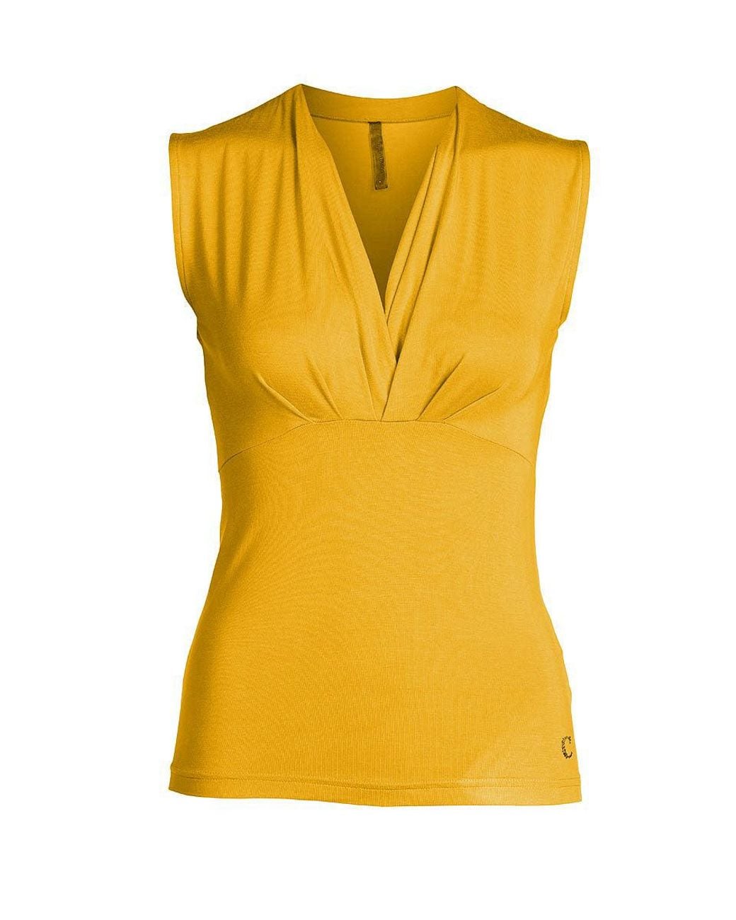 Conquista Yellow Faux Wrap Top