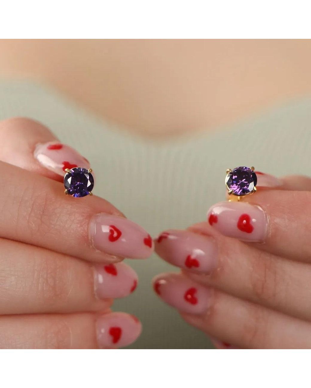 Spero London Purple 9Ct Amethyst Stud Earrings