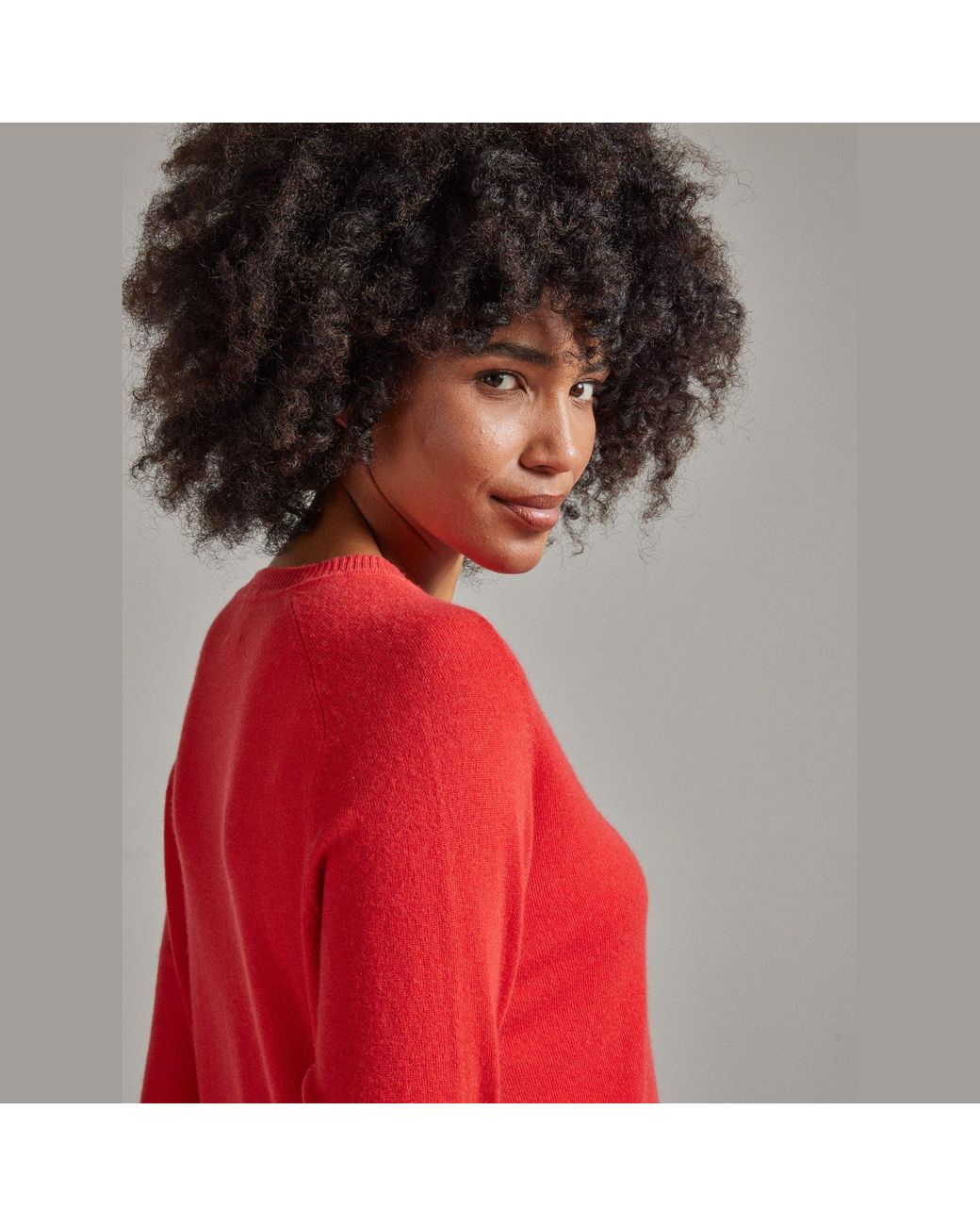 Salts Cashmere Red Split Crew Neck Sweater