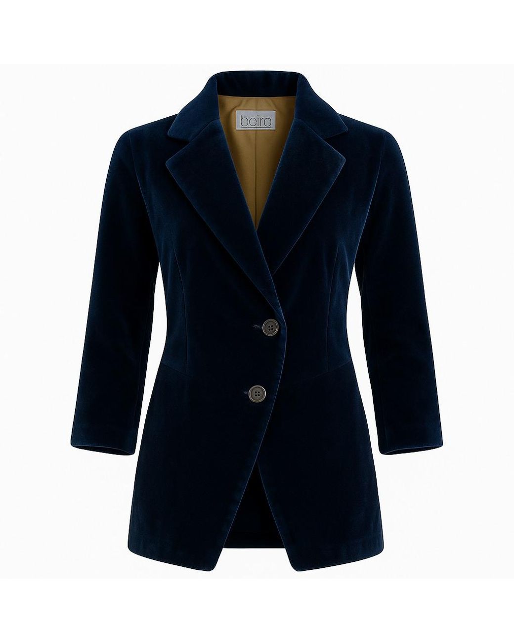 BEIRA Blue Maggie Longline Tailored Velvet Jacket