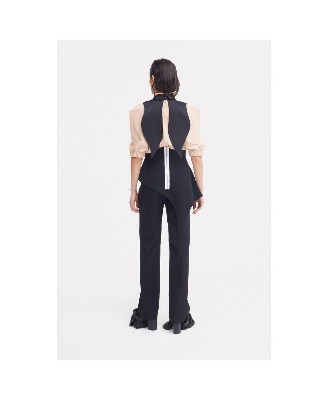 Julia Allert Black Full-Length Tailored Straight Leg Pants With Back Zipper
