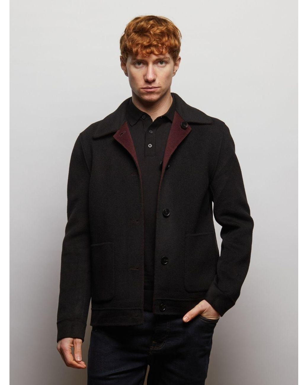 Guards London Purple Irish Reversible Wool Blend Jacket for men