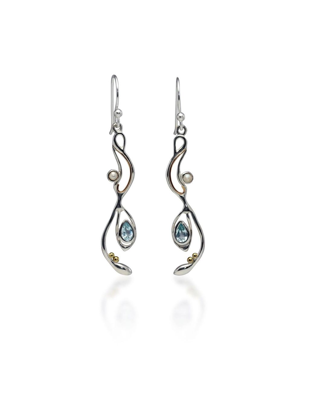 Isla Silver Metallic Topaz & Pearl Drop Earrings