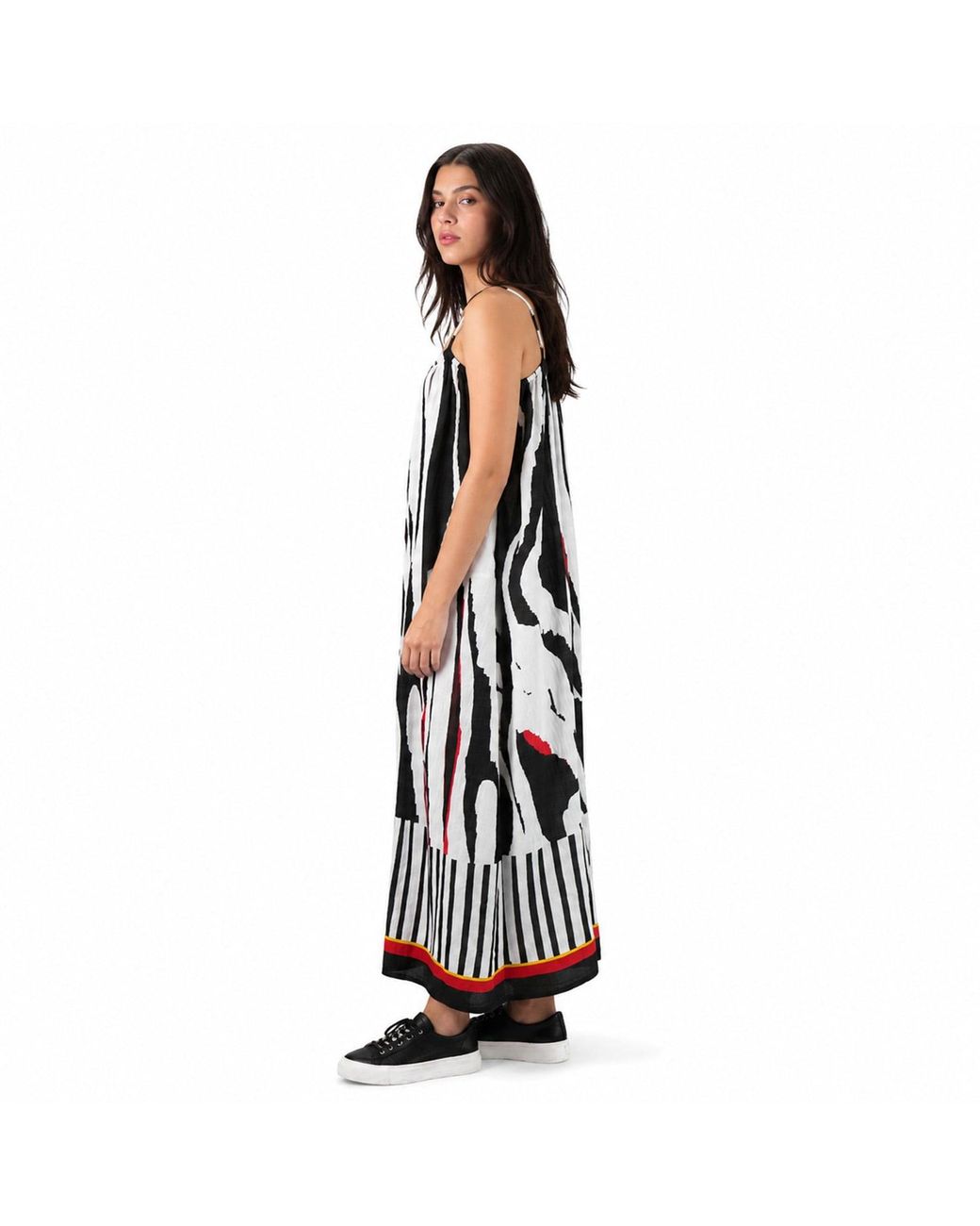DHARA SHETH DUBAI White Into The Wild Zebra Animal Print Spaghetti Strap Maxi Dress
