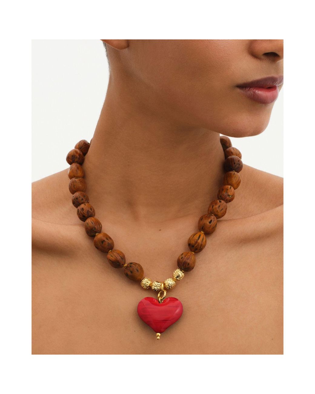 Tohum Design Red Cuore Resort Necklace – Burgundy