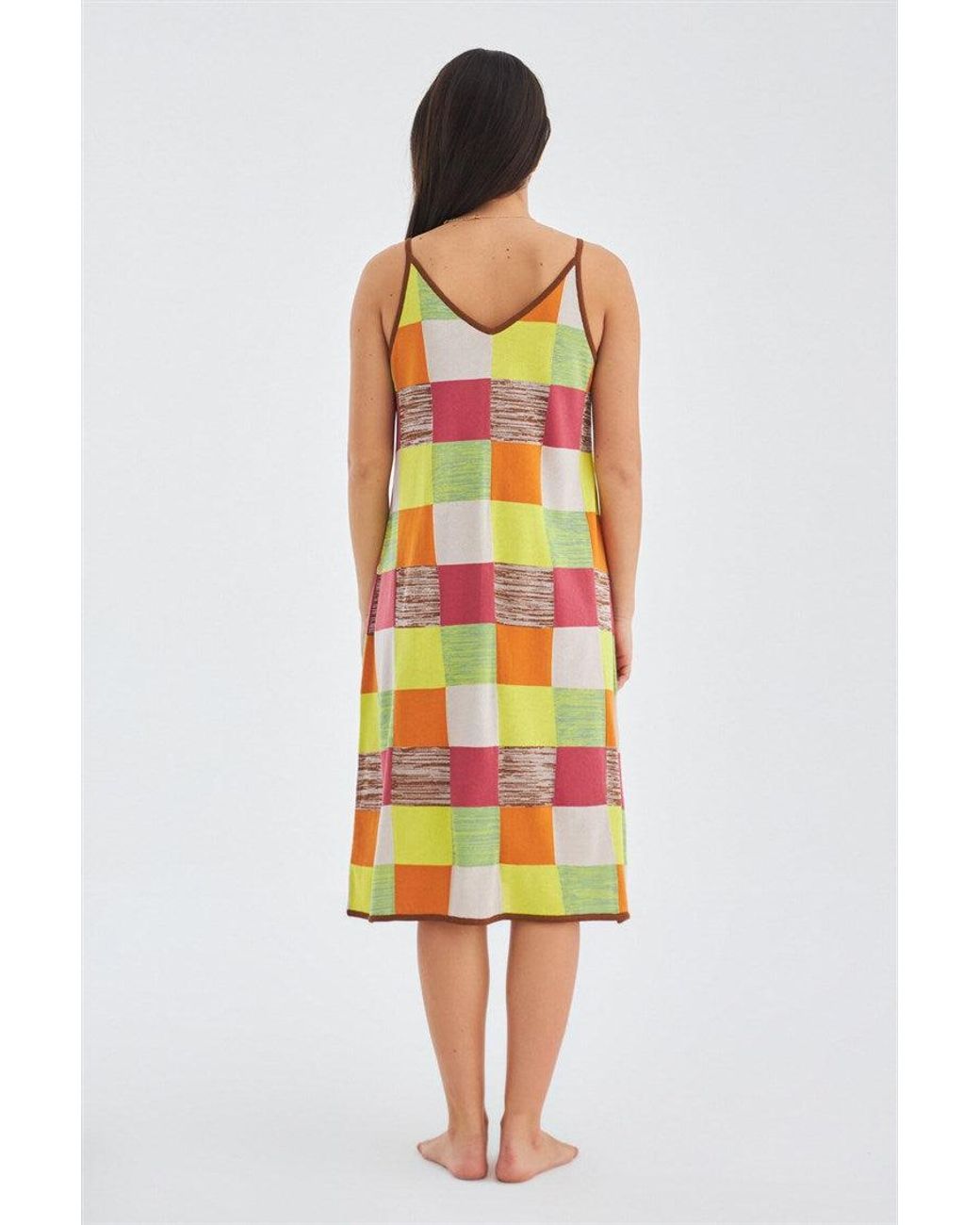 Peraluna Multicolor Bonjo Summer Patch Knit Strap Dress