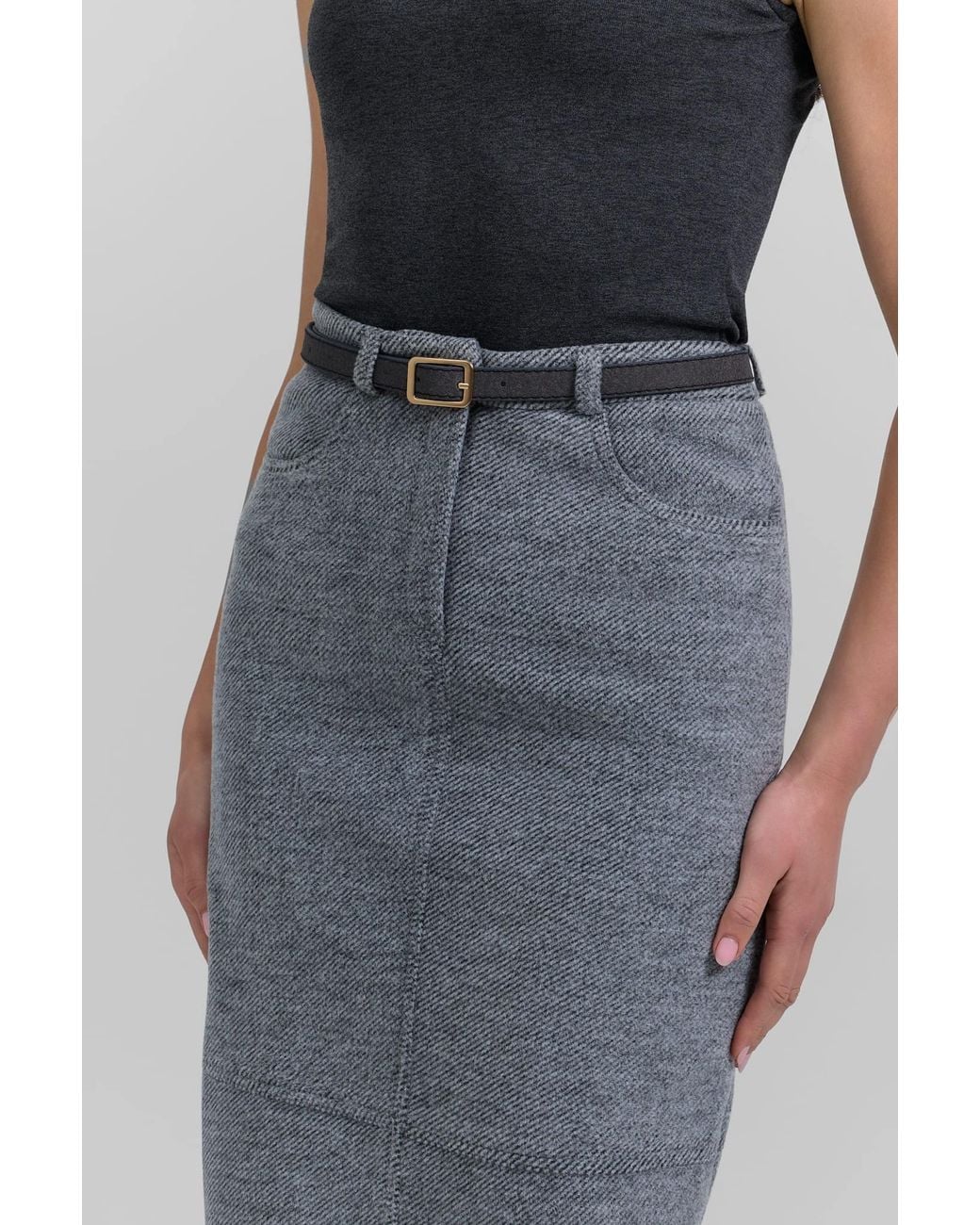 Rave on Trend Gray Classic Belted Skirt