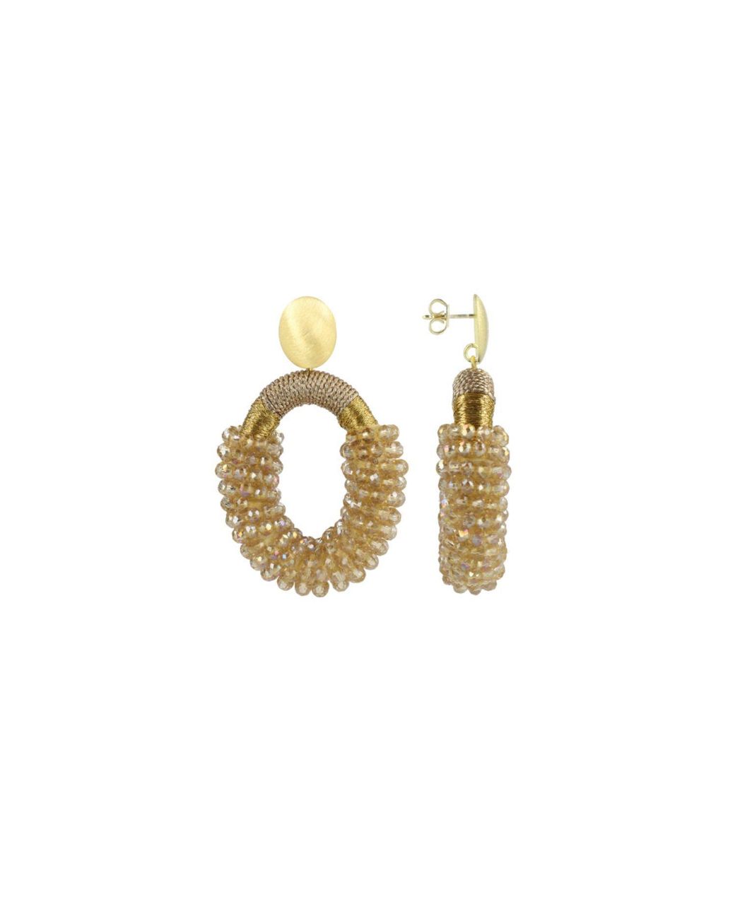 LOTT.gioielli Metallic Neutrals Champagne Earrings Yara Oval M