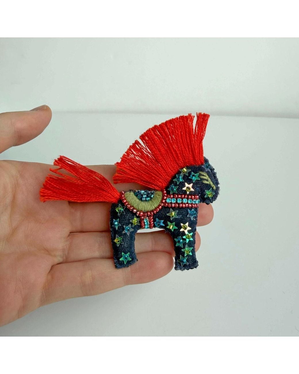 VETKA Red Handmade Horse Brooch- Aurora