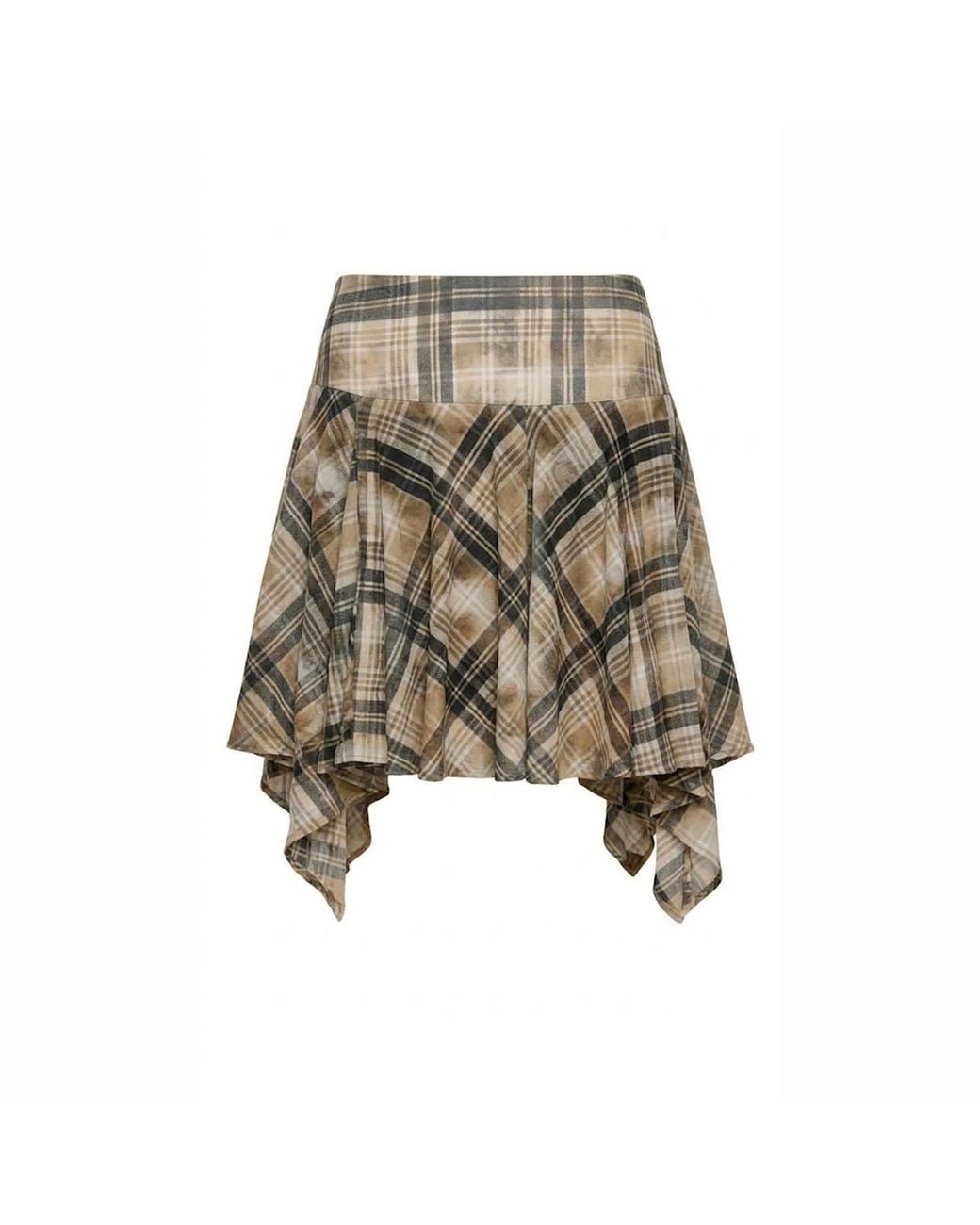 Another Girl Green Handkerchief Distressed Check Skirt
