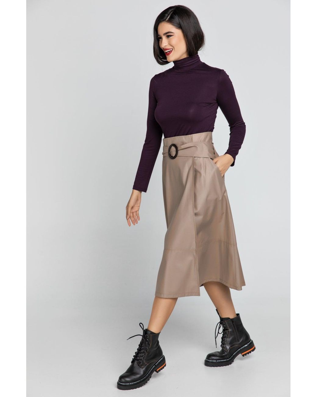 Conquista Purple Turtle Neck Top By