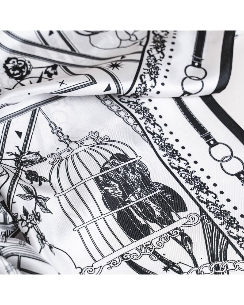 Silk and Bears Blue Monochrome Nautical Mulberry Silk Twill Scarf — Hand-Rolled Hem