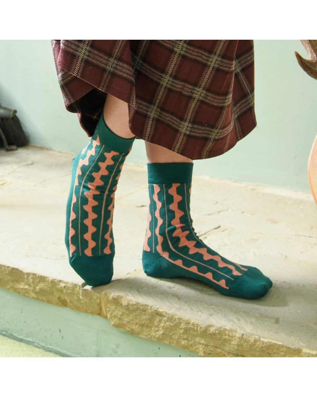 Peper Harow - Made in England Green Groove Socks –
